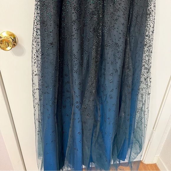 Marchesa Notte Ombré Glitter Tulle Off Shoulder Gown - Picture 9 of 11